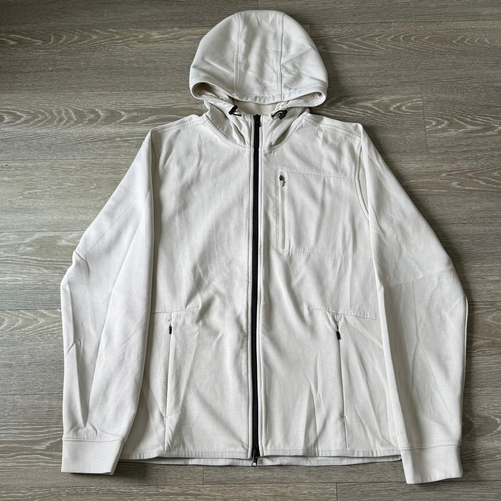 VRST Pinnacle Fleece Full Zip Hoodie Cream Performance Stretch Mens Small Active